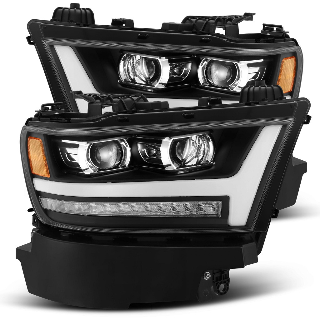 AlphaRex For Dodge Ram 1500 2019 2020 Projector Headlights LUXX LED Plank Black | w/Activ Light/Seq Signal/DRL (TLX-arx880543-CL360A70)