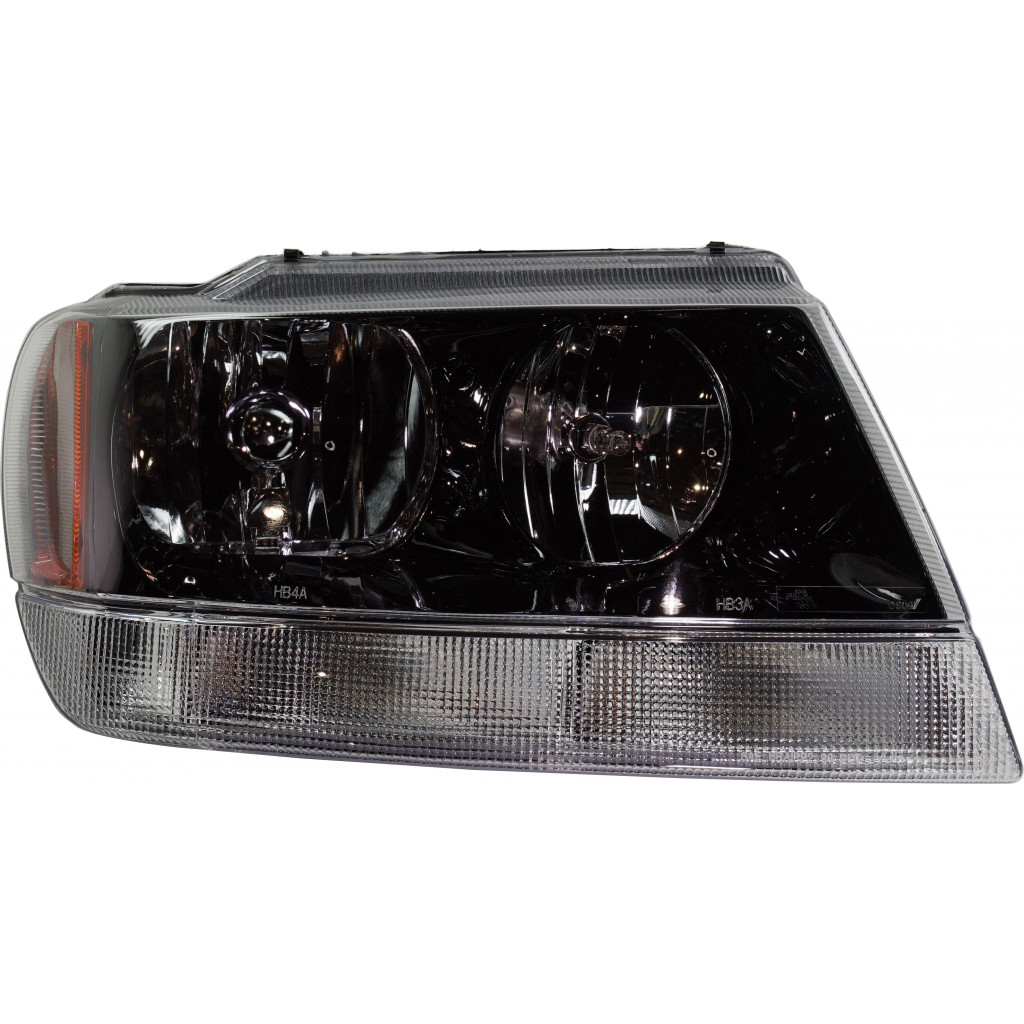 For Jeep Grand Cherokee Headlight Assembly 1999 00 01 02 03 2004 | Halogen | Black Interior (CLX-M0-USA-J100106-CL360A70-PARENT1)