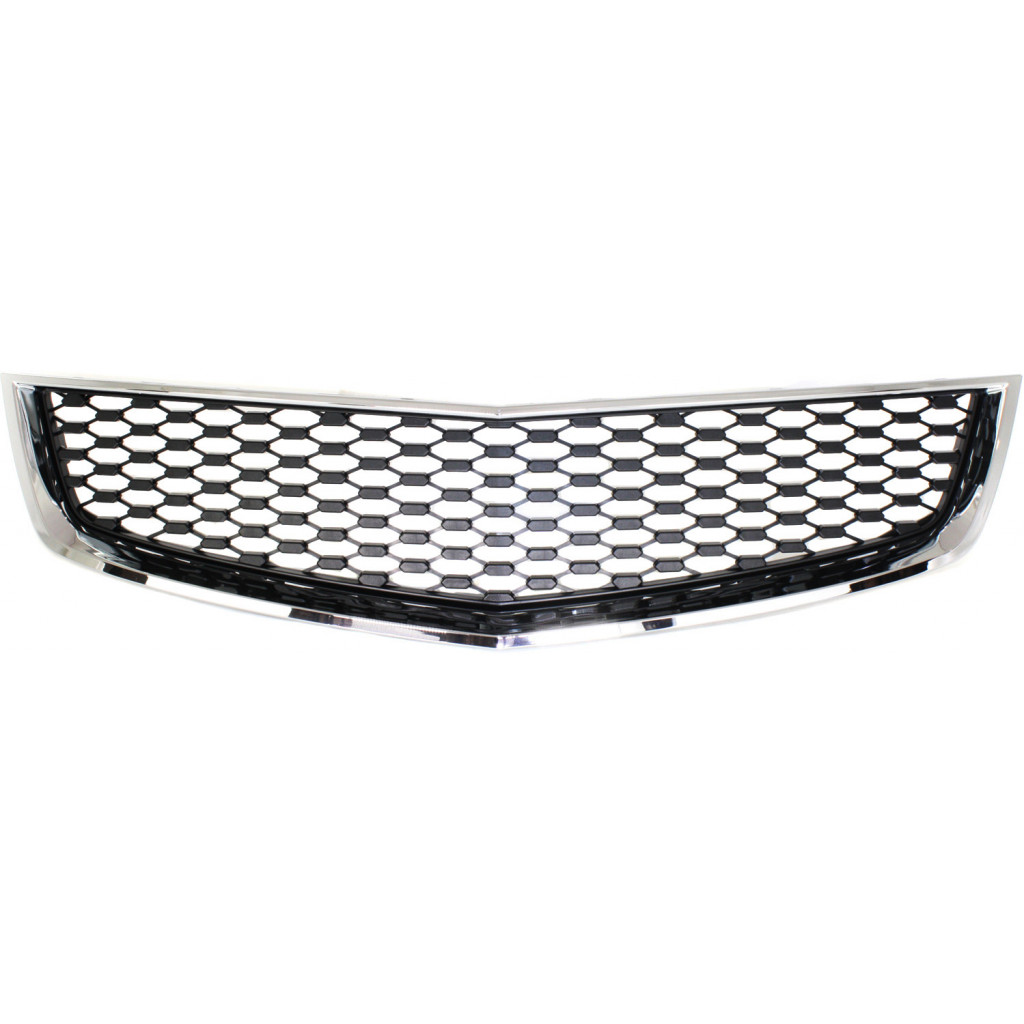 For Chevy Equinox Front Bumper Grille 2010 11 12 13 14 2015 | Lower | Chrome Shell / Painted Black Insert Plastic | GM1200621 | 25798747 (CLX-M0-USA-REPC070146-CL360A70)