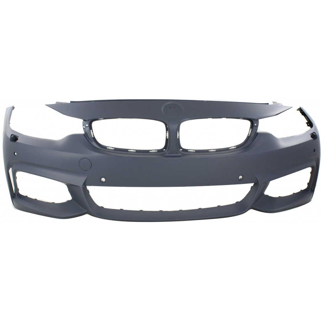 For BMW 428i / 430i / 435i / 440i xDrive Front Bumper Cover 2014-2019 | Primed | Plastic | Convertible/Coupe/HB | w/ M Sport Line/HLW/PDC Sensor Holes/IPAS | w/o Cam | BM1000344 | 51118060887 (CLX-M0-USA-REPBM010320P-CL360A71)