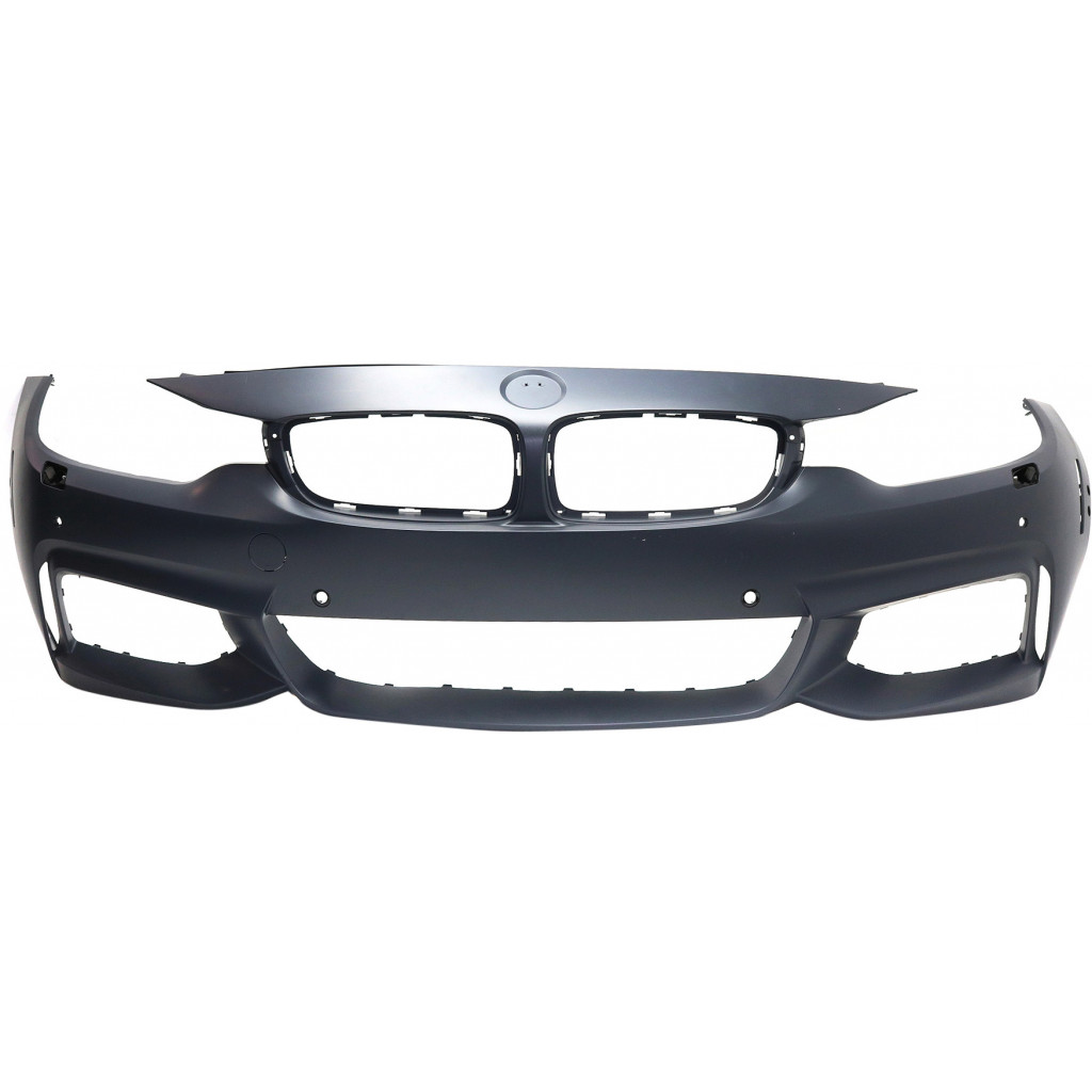 For BMW 428i / 430i / 435i / 440i xDrive Gran Coupe Front Bumper Cover 2015-2019 | Primed | Plastic | Convertible/Coupe/HB | w/ M Sport Line/HLW/PDC Sensor/IPAS/Cam | CAPA | BM1000345 | 51118061935 (CLX-M0-USA-REPBM010319PQ-CL360A72)