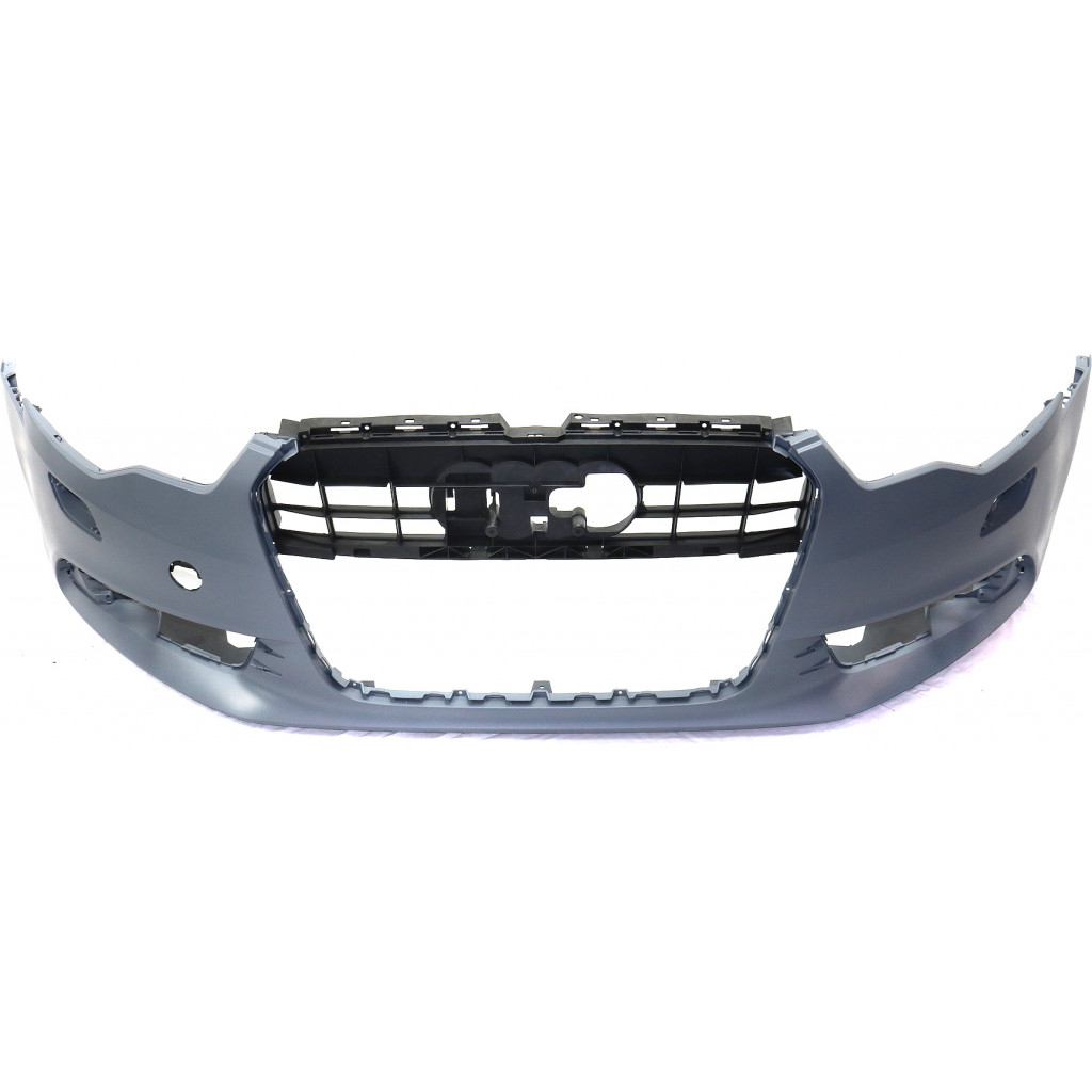 For Audi A6 / A6 Quattro Front Bumper Cover 2012 13 14 2015 | Primed | Plastic | w/o S-line Package and Parking Aid Sensor Holes | CAPA Certified | AU1000207 | 4G0807065GRU (CLX-M0-USA-REPA010355PQ-CL360A70)