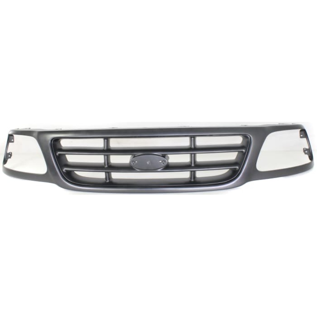 For Ford F-150 Grille Assembly 1999 00 01 02 2003 | Cross Bar | Painted Gray Shell & Insert | w/o STX Model | Old Body Style Plastic | FO1200528 | YL3Z8200FAA (CLX-M0-USA-REPF070182-CL360A70)