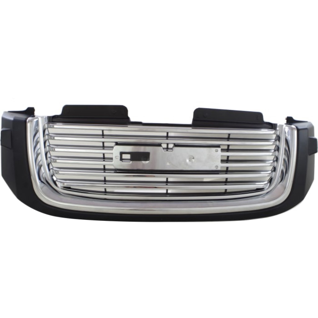 For GMC Envoy XL Grille Assembly 2002 03 04 05 2006 | Painted Black Shell w/ Chrome Insert | w/ Chrome Insert Opening Molding | w/ Washer Hole | Plastic | GM1200605 | 19152499 (CLX-M0-USA-REPG070102-CL360A71)