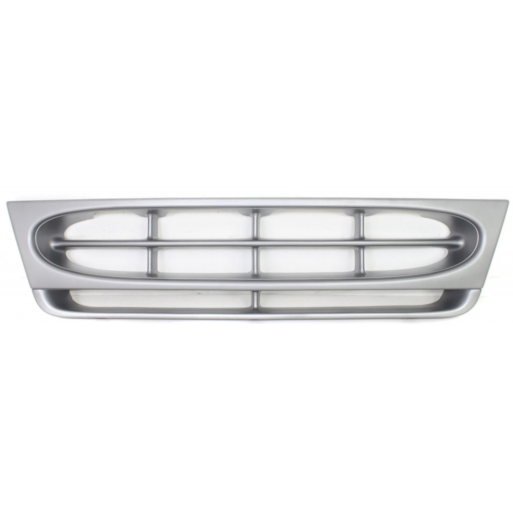 For Ford E-150 / E-350 Econoline Club Wagon Grille Assembly 1997 98 99 00 01 2002 | Painted Silver Shell & Insert Plastic | FO1200338 | F8UZ8200BAA (CLX-M0-USA-7535-1-CL360A71)