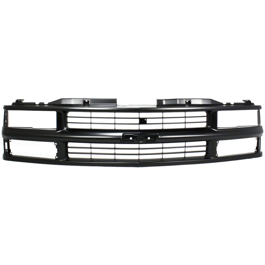 For Chevy C2500 / C3500 / K2500 / K3500 Grille Assembly 1994-2000 | Cross Bar | Painted Black Shell & Insert | w/ Composite Headlights | w/ Sport Package | Plastic | GM1200239 | 15981092 (CLX-M0-USA-5776-CL360A73)