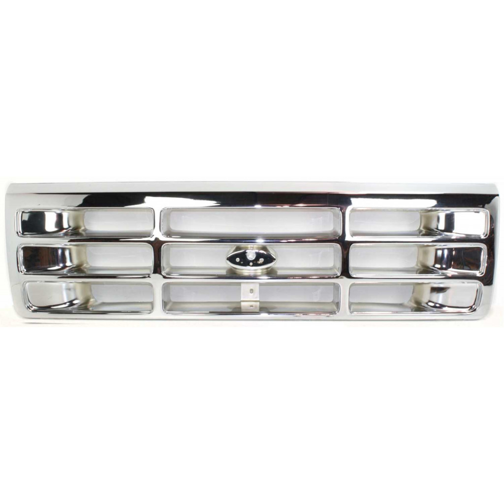 Karparts360 Replacement For Fo-rd F-150 / F-250 Grille Assembly 1992 93 94 95 1996 | Chrome Shell & Insert Plastic | FO1200442 | E4TZ8200 (CLX-M0-USA-7790C-CL360A71)
