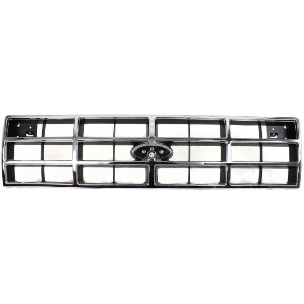 For Ford Ranger Grille Assembly 1989 90 91 1992 | Chrome Shell / Painted Silver Insert Plastic | FO1200150 | FOTZ8200D (CLX-M0-USA-7810-1-CL360A71)