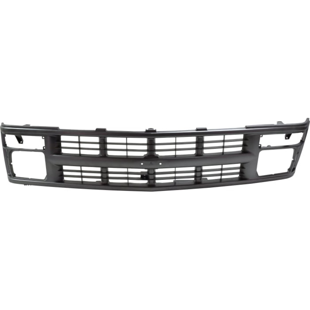For Chevy Tahoe Grille Assembly 1995 96 97 98 99 2000 | Cross Bar | Painted Silver/Gray Shell & Insert | w/ Sealed Beam Headlights | Plastic | GM1200358 | 15709236 (CLX-M0-USA-5786-CL360A75)