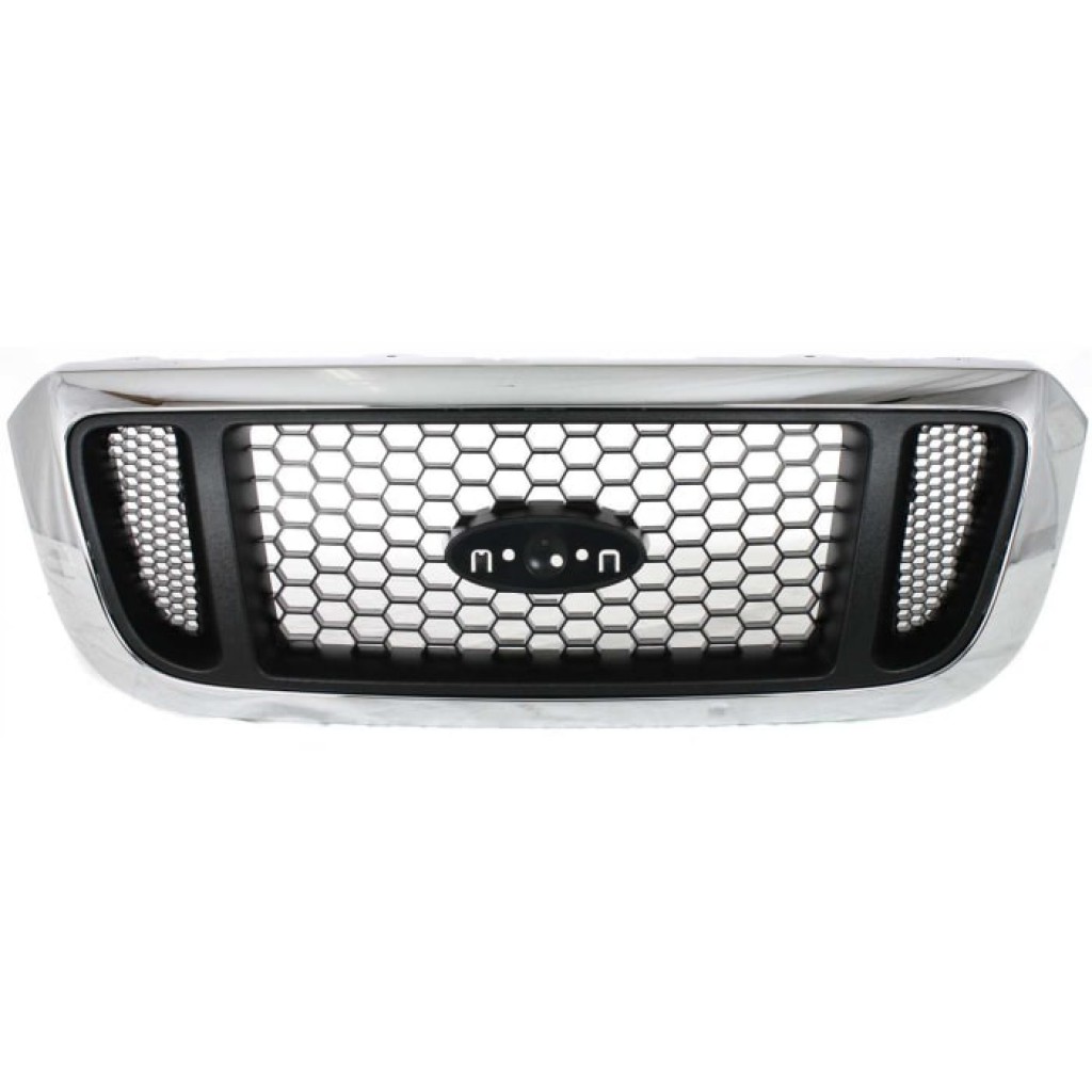 For Ford Ranger Grille Assembly 2004 2005 | Honeycomb | Chrome Shell / Painted Argent Insert Plastic | FO1200453 | 4L5Z8200EAA (CLX-M0-USA-F070171-CL360A70)