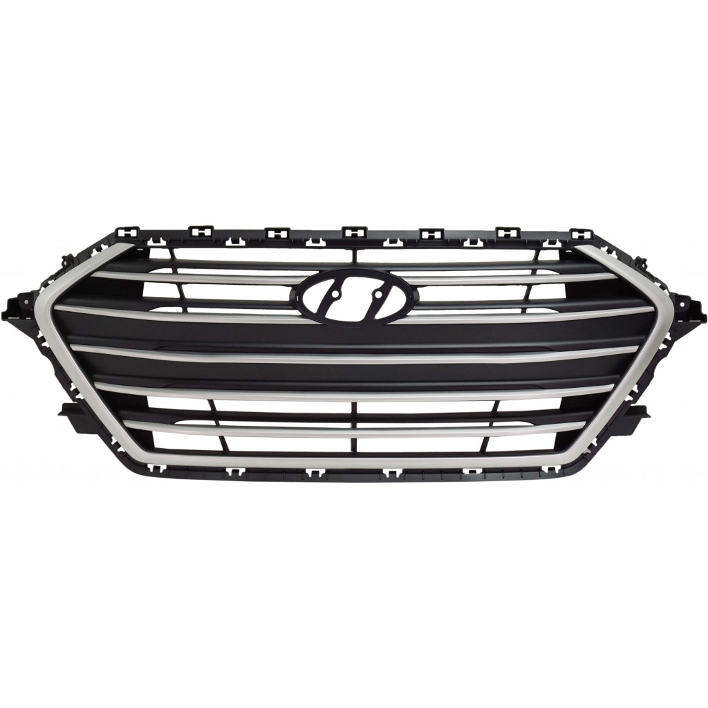 For Hyundai Elantra Grille Assembly 2017 2018 | Painted Silver Shell / Black Insert | Sedan | HY1200204 | 86350F3000 (CLX-M0-USA-RH07010016-CL360A70)