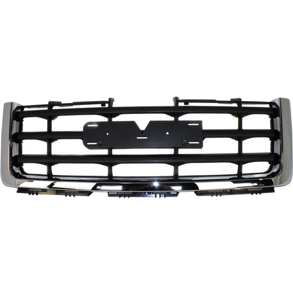 For GMC Sierra Grille Assembly 2007-2013 | Chrome Shell / Painted Black Insert | Excludes Denali Model | New Body Style Plastic | GM1200573 | 22761792 (CLX-M0-USA-G070121-CL360A70)