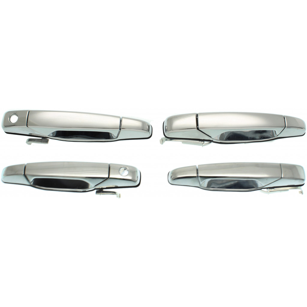 For Chevy Silverado 3500 HD Exterior Door Handle Front And Rear Driver And Passenger Side Chrome 2007-2014 Driver Side - With Key Hole; Passenger Side - Without Key Hole| Trim: LT/LTZ/WT (CLX-M0-USA-C462507C-CL360A7)