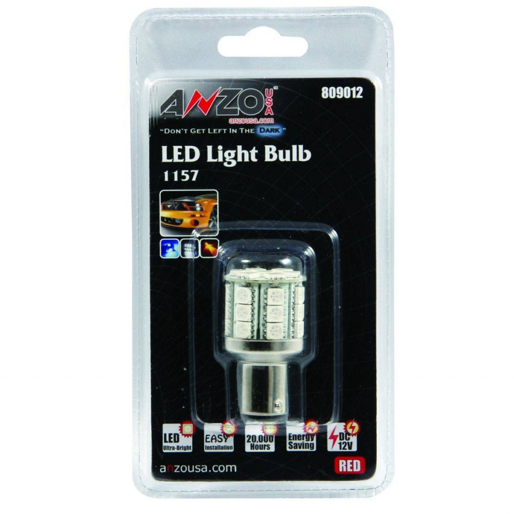 ANZO LED Bulbs Universal LED 1157 Red - 28 LEDs 1 3/4 Inches Tall (TLX-anz809012-CL360A70)