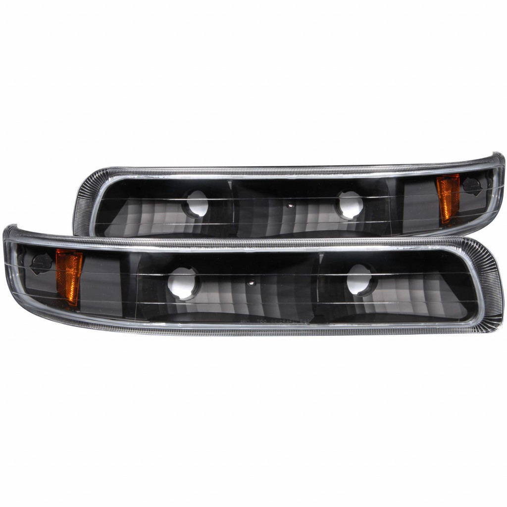 ANZO For Chevy Silverado 2500 HD 2001 2002 Euro Parking Lights - Black | w/ Amber Reflector (TLX-anz511065-CL360A74)