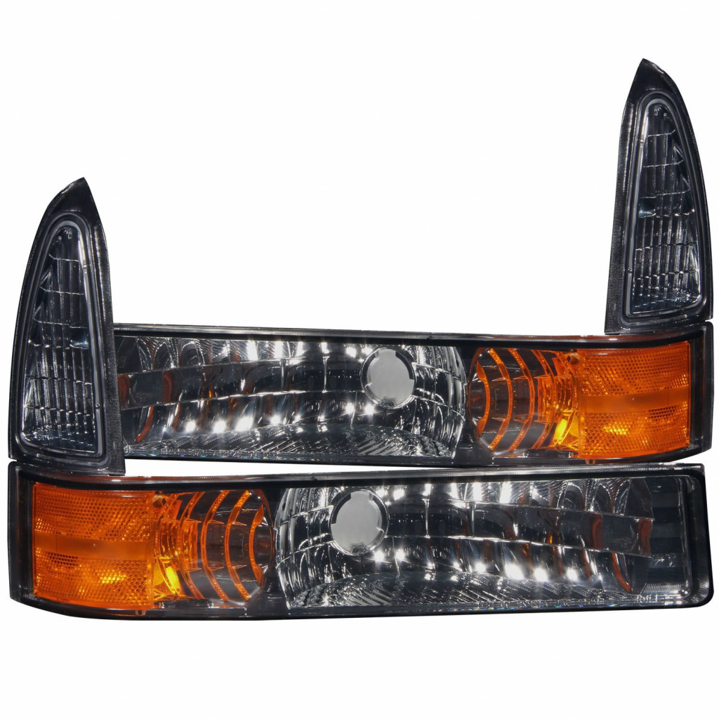 ANZO For Ford F-250/F-350 Super Duty 1999-2004 Euro Parking Lights Smoke | w/ Amber Reflector (TLX-anz511041-CL360A70)