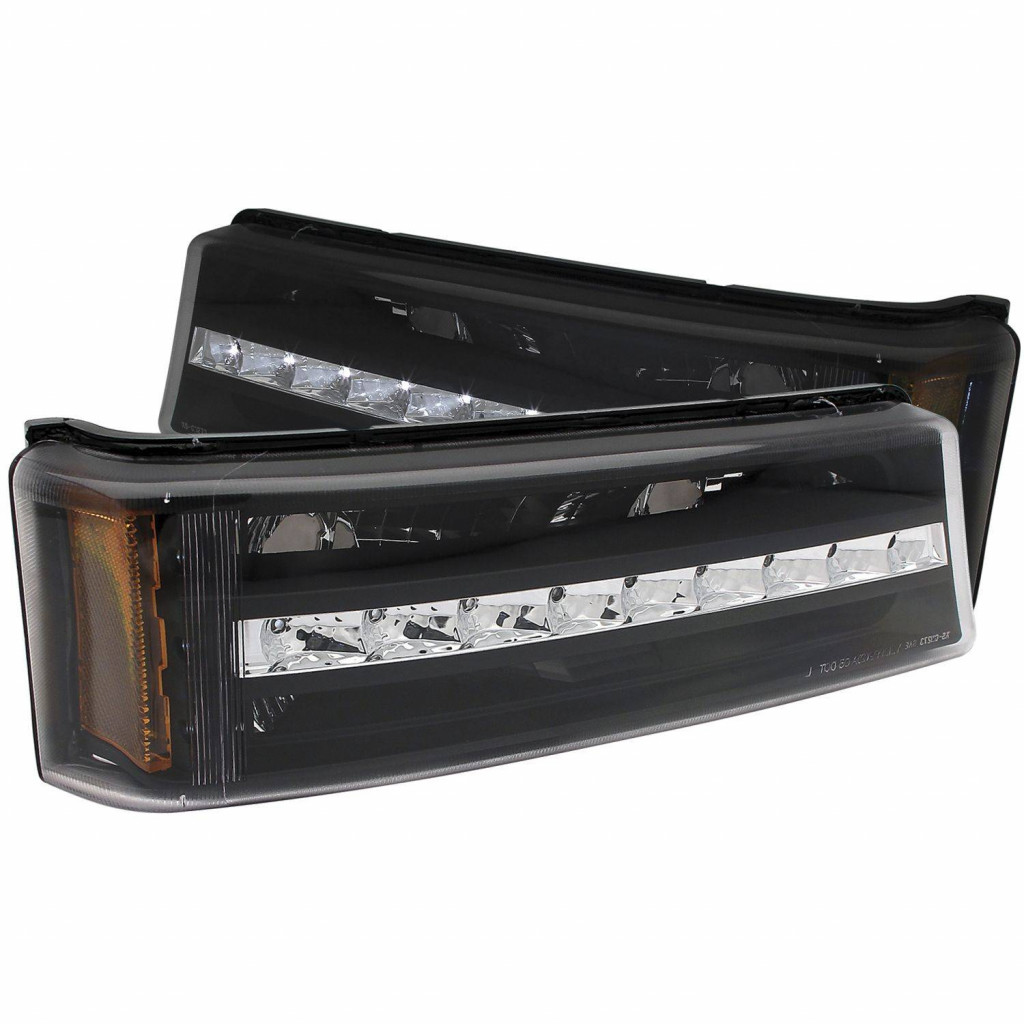 ANZO For Chevy Silverado 1500/3500 2003 2004 2005 2006 LED Parking Lights Black | w/ Amber Reflector (TLX-anz511067-CL360A74)