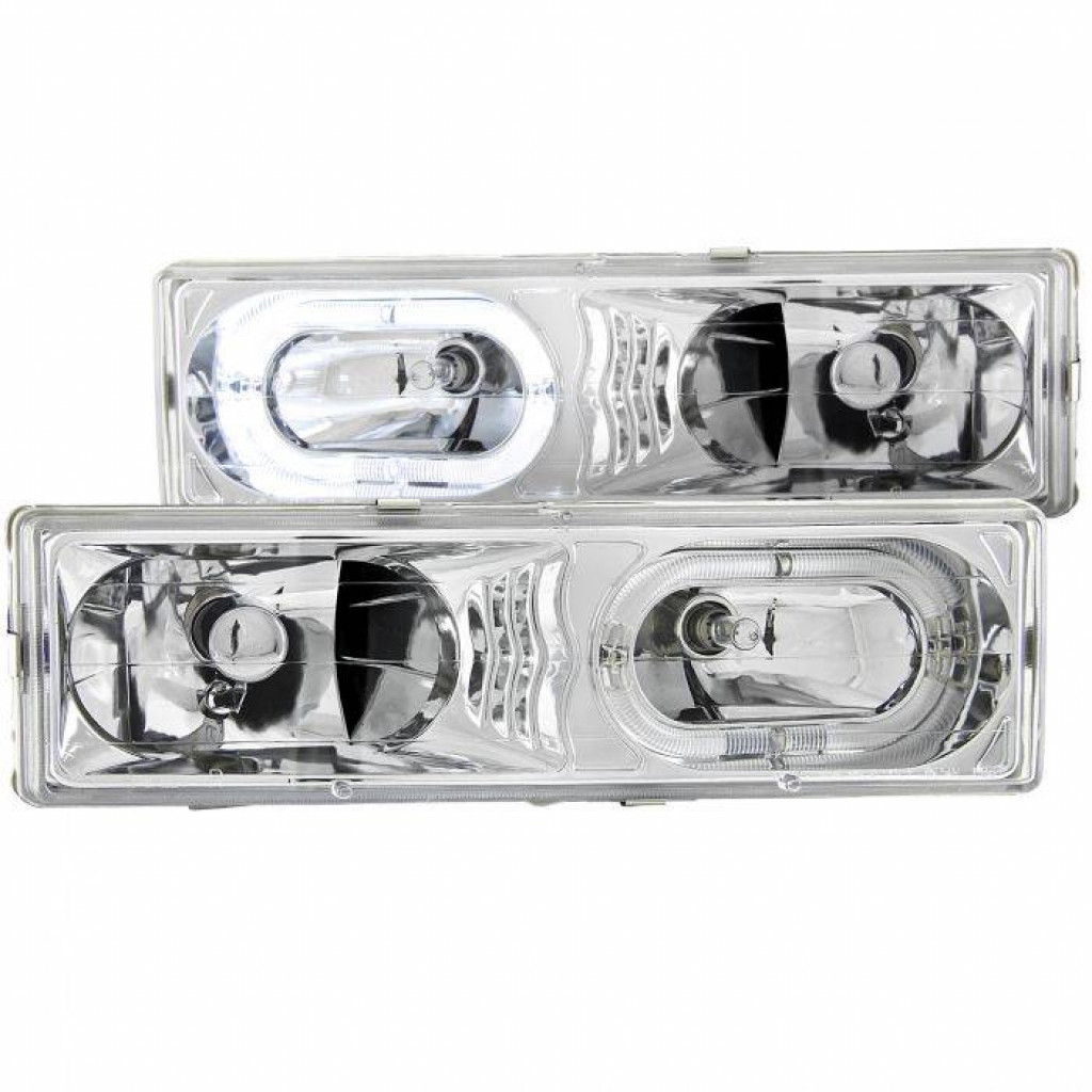 ANZO For Chevy C1500/K1500/K2500 1988-1998 Crystal Headlights Chrome w/ Halo | (TLX-anz111006-CL360A70)