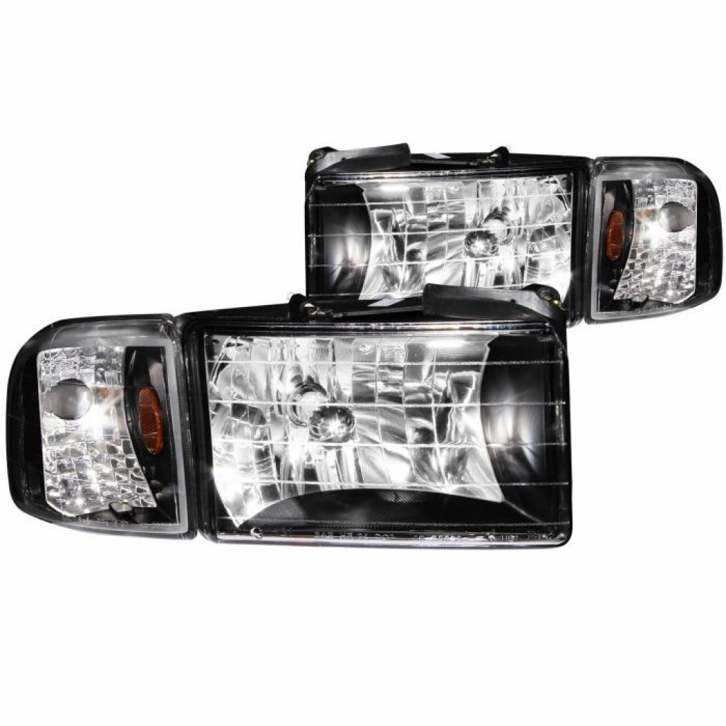 ANZO For Dodge Ram 2500/3500 1994-2002 Crystal Headlights Black | (TLX-anz111067-CL360A71)