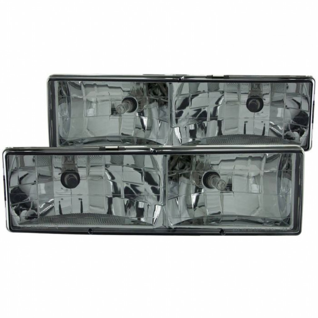 ANZO For Chevy C1500/K1500/K2500 1988-1998 Crystal Headlights w/ Smoke Lens | (TLX-anz111061-CL360A70)