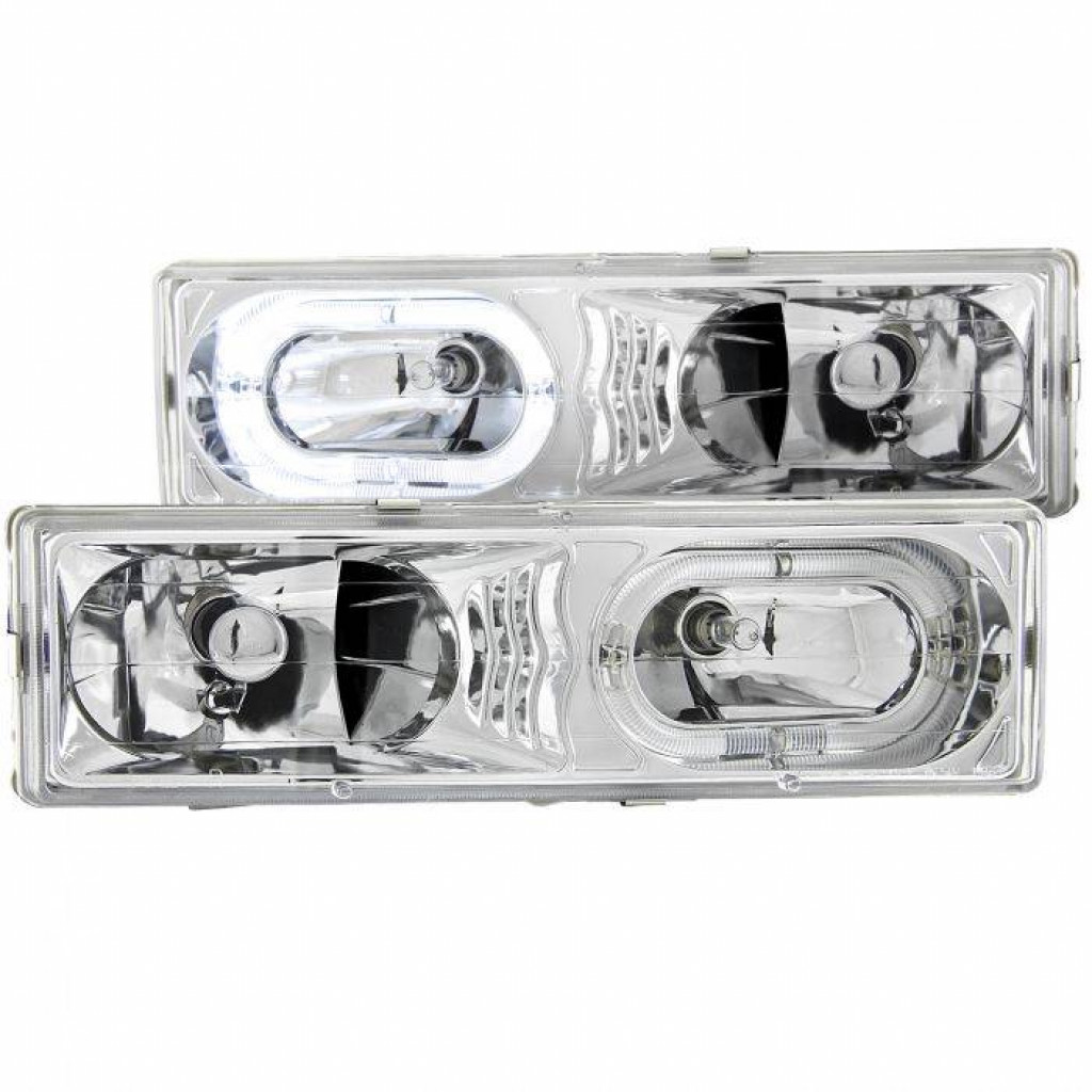 ANZO For Chevy R3500/V3500 1989 1990 1991 Crystal Headlights Chrome w/ Halo | (TLX-anz111006-CL360A79)