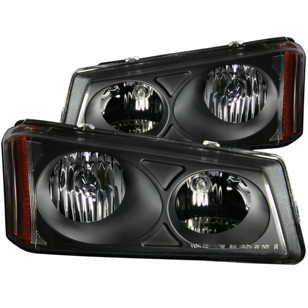 ANZO For Chevy Silverado 2500 2003 2004 Crystal Headlights Black | (TLX-anz111009-CL360A71)