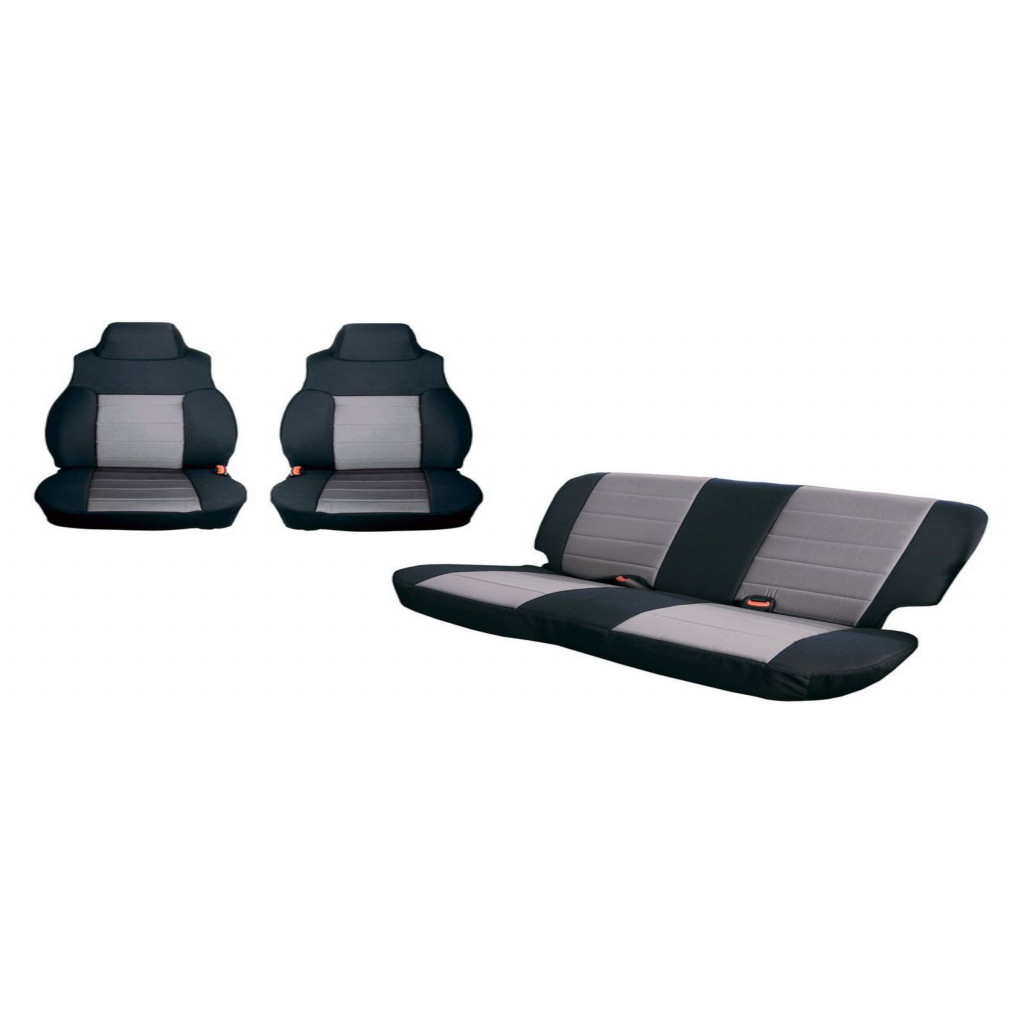 Rugged Ridge For Jeep Wrangler TJ 1997-2002 Seat Cover Kit Black/Gray | (TLX-rug13292.09-CL360A70)