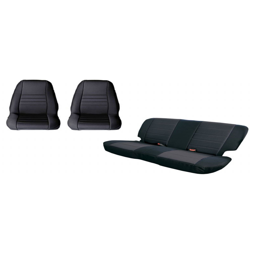 Rugged Ridge For Jeep CJ/YJ 1980-1990 Seat Cover Kit Black | (TLX-rug13290.01-CL360A70)