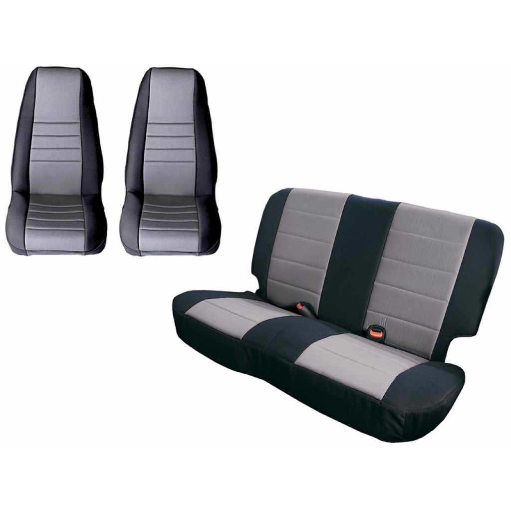 Rugged Ridge For Jeep CJ/YJ 1980-1990 Seat Cover Kit Black/Gray | (TLX-rug13290.09-CL360A70)
