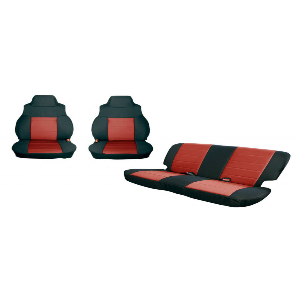 Rugged Ridge For Jeep Wrangler TJ 1997-2002 Seat Cover Kit Black/Red | (TLX-rug13292.53-CL360A70)