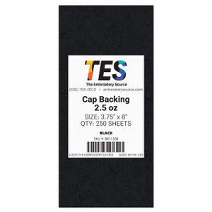 Cap Backing | Medium 2.5 oz | Black | 3.75" x 8" | 250 Sheets