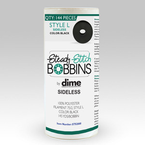 Steady Stitch Sideless Style L Polyester Prewound Black Bobbins (144/box)