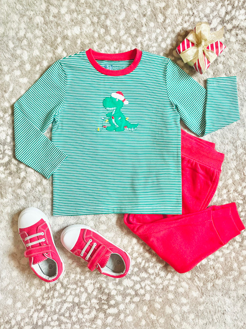 Boys Deck the Dino Appliqué Shirt Boys Deck the Dino Appliqué Shirt