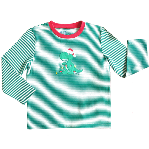 Boys Deck the Dino Appliqué Shirt