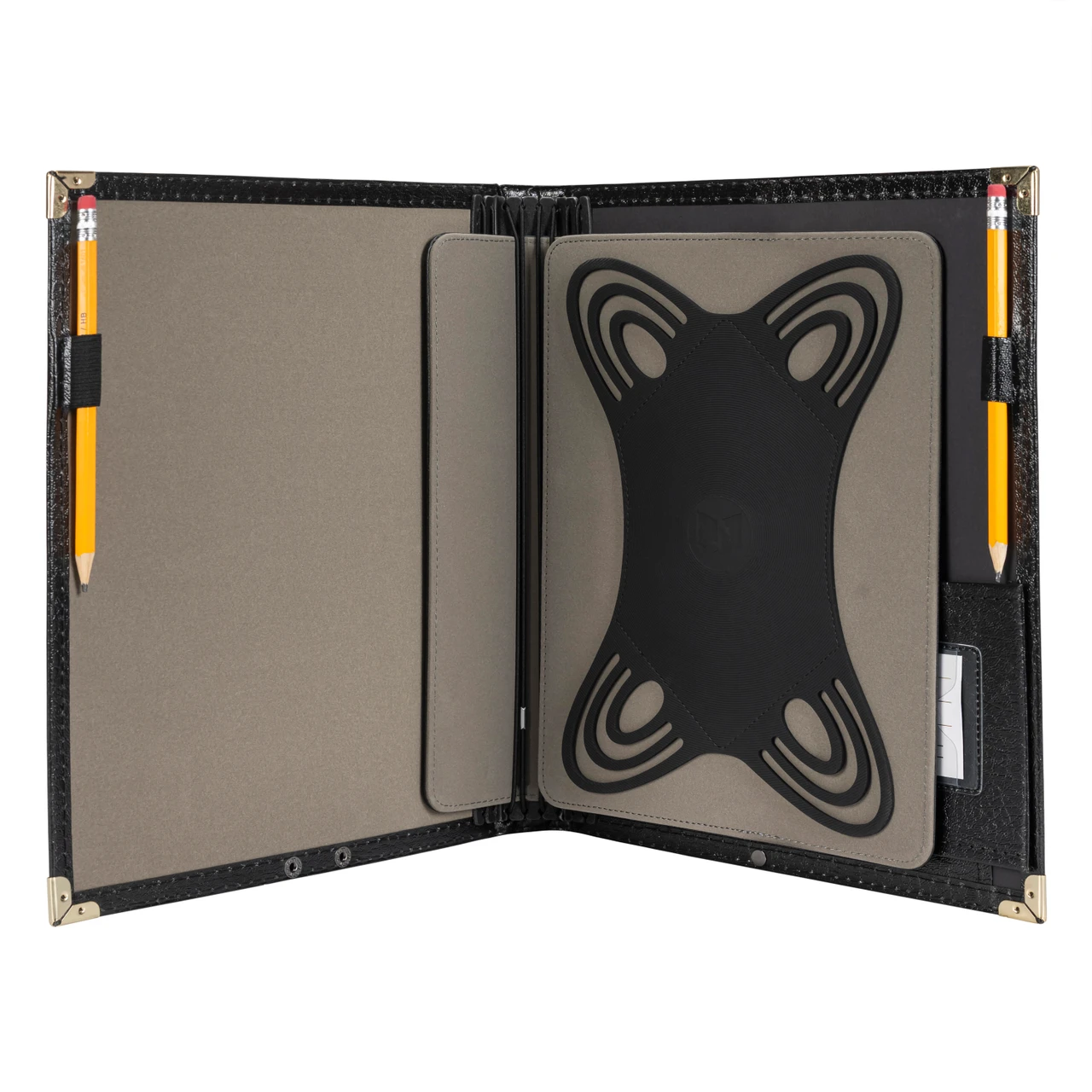 Mechanism holds tablet stable and secure
