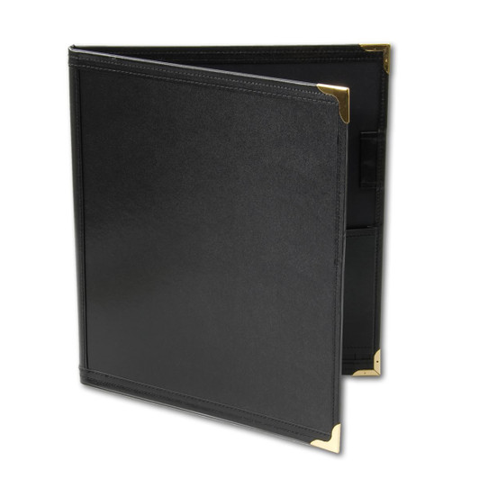 Choir Binder black folder with 3 ring binder, hand strap. Lies flat.