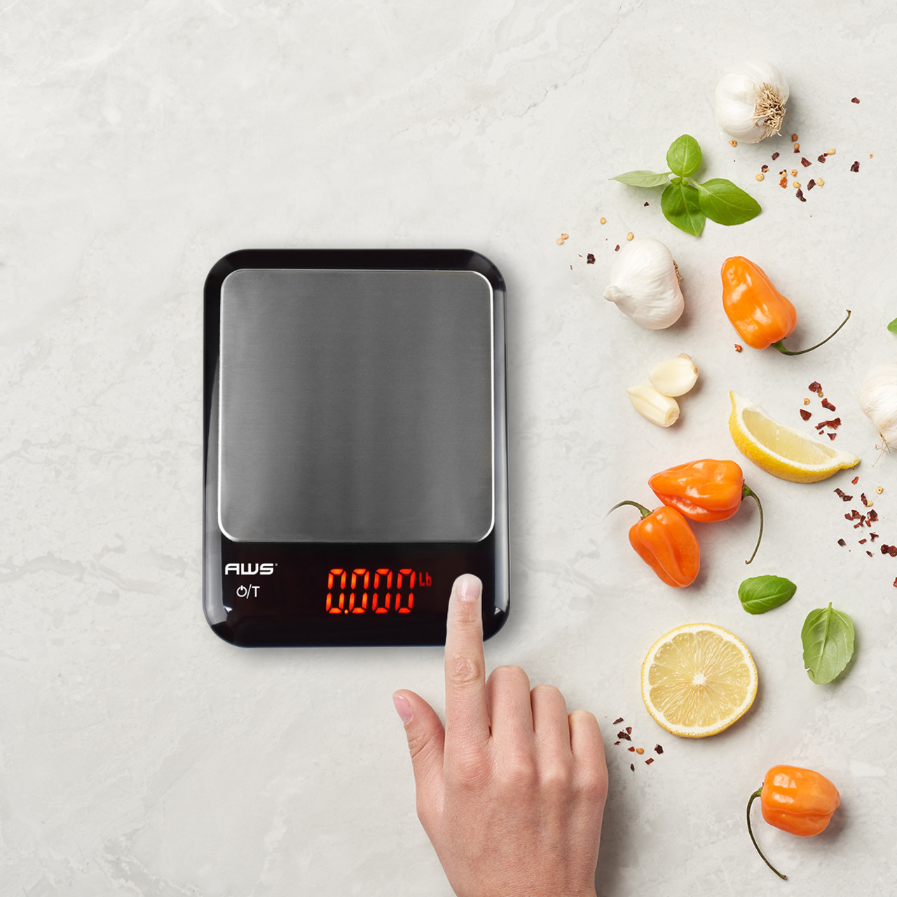 Digital rechargeable kitchen scale 5kg x 0.1g multifunctional red