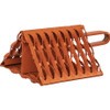 WC091061 - Orange Powder Coated Galvanized Serrated Wheel Chock with Handle 9x10x6 Inch