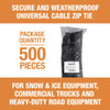 BTN011WR - 0.180 x 11 Inch Black Weather Resistant Zip Ties 50 Pound, 500 Pieces