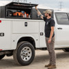 1721770 - 18x16x96 in Black Diamond Tread Aluminum Topsider Truck Box with Flip-Up Doors