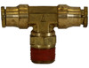 BBT0M25P25S - Brass DOT Push-In Swivel Male Branch Tee 1/4 Inch Tube OD x 1/4 Inch Pipe Thread