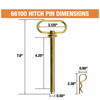 66100 - Yellow Zinc Plated Hitch Pins - 1/2 Diameter x 4-1/4 Inch Usable Length