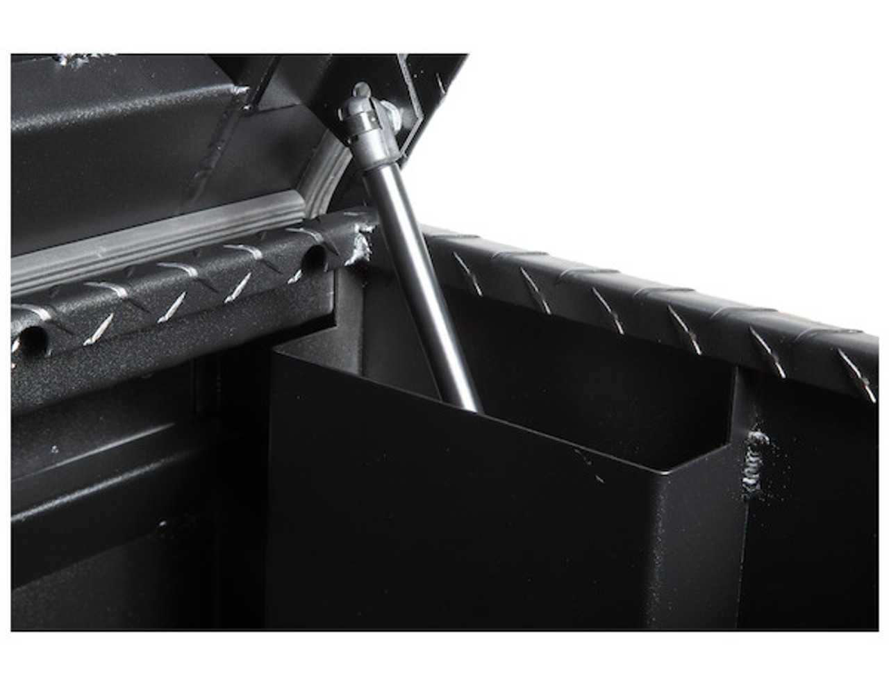 1722010 - 19x20/16x47 Inch Textured Matte Black Diamond Tread Aluminum All-Purpose Chest with Angled Base