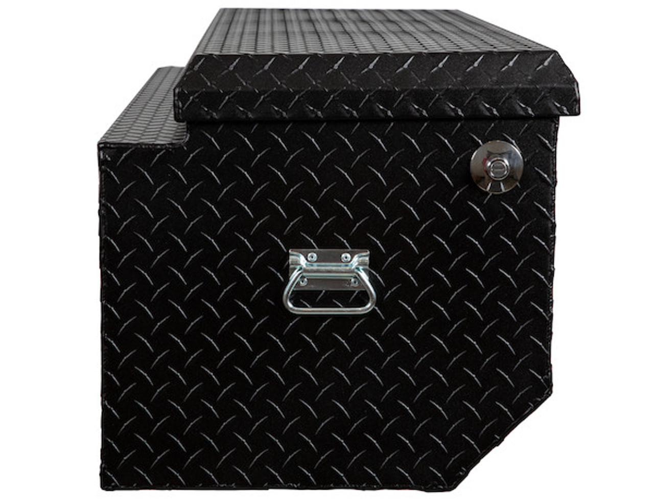 1722010 - 19x20/16x47 Inch Textured Matte Black Diamond Tread Aluminum All-Purpose Chest with Angled Base