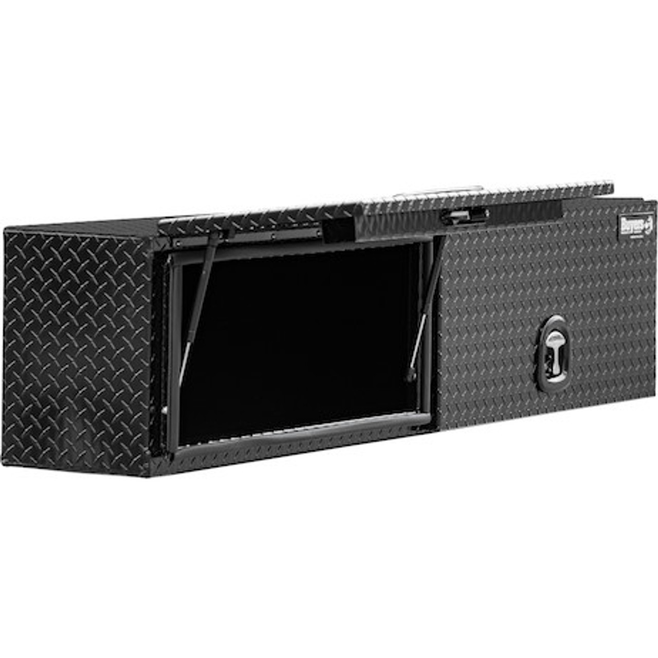 1721356 - 16x13x88 Inch Gloss Black Diamond Tread Aluminum Topsider Truck Box with Flip-Up Doors