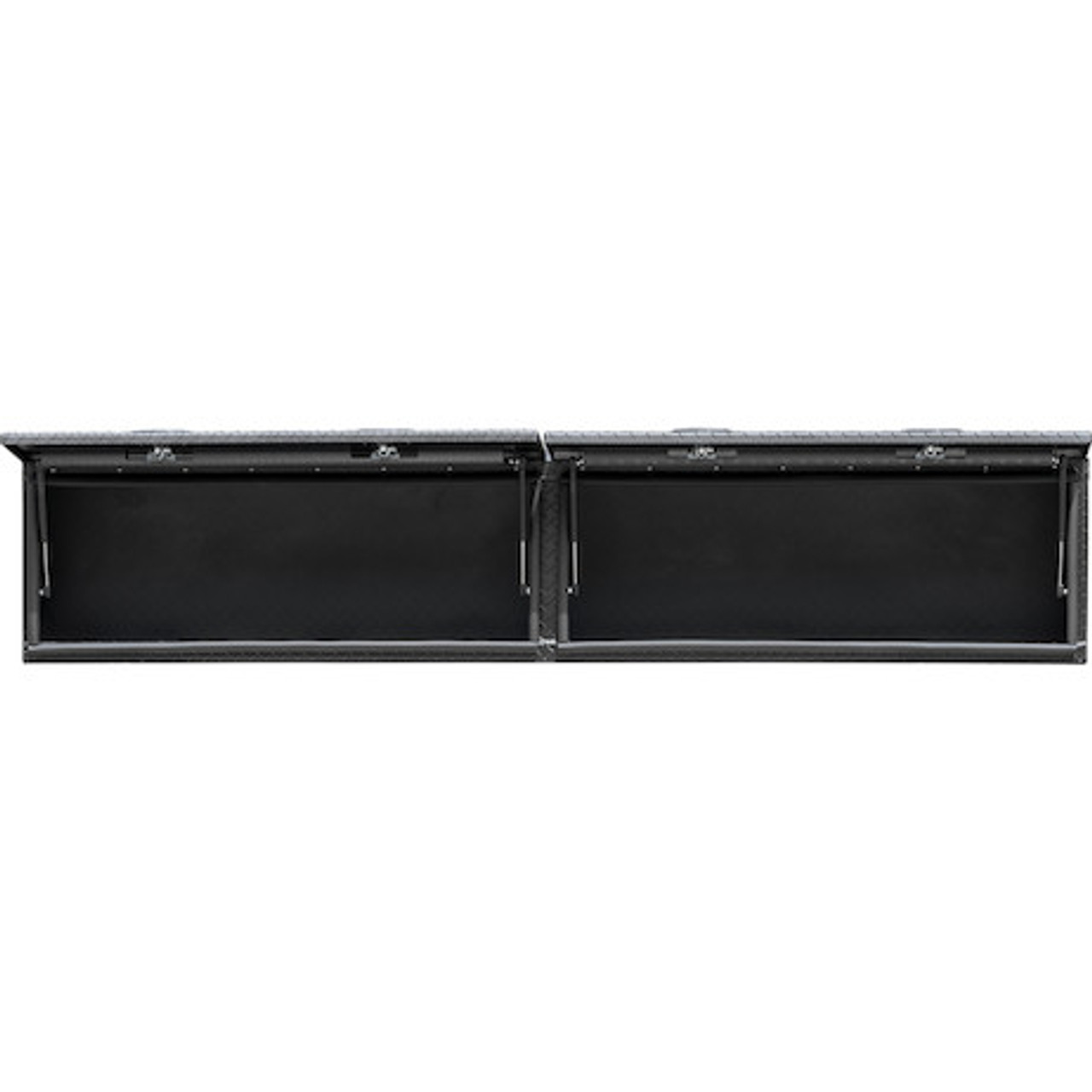 1722361 - 16x13x96 Inch Matte Black Diamond Tread Aluminum Topsider Truck Box with Flip-Up Doors