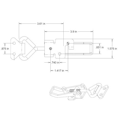 3049352 6" Heavy Duty Stainless Steel AdjustableGrip Draw Latch