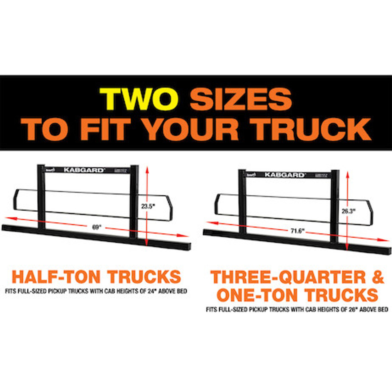 85204 - 71 Inch KabGard Heavy-Duty Steel Pickup Truck Headache Rack Bundle  with Standard Mounting Brackets - Paris Supply, LLC