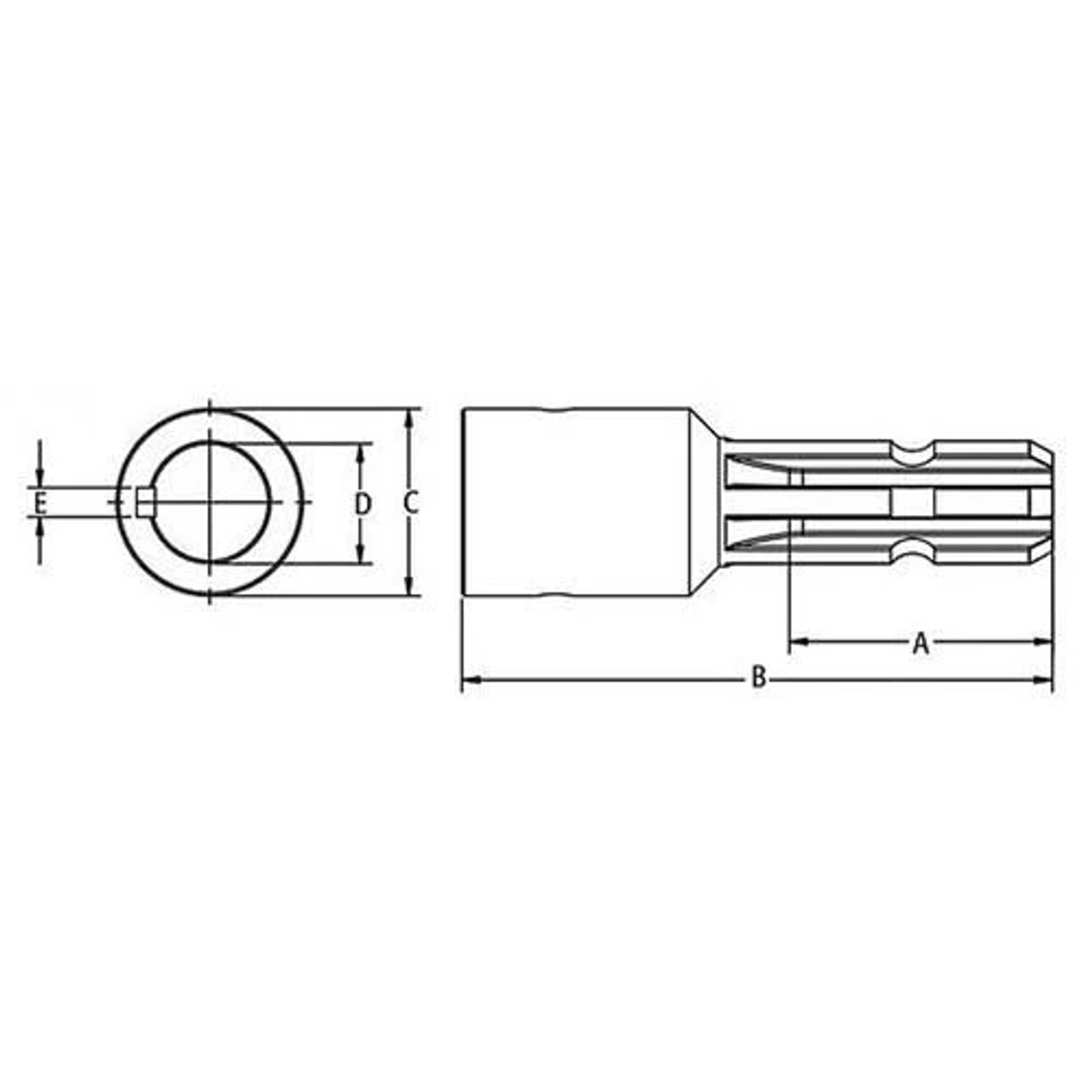 SA3 - PTO Adapter for Quick Detach Yokes 1-1/4 Inch I.D. x 1-3/8 Inch-6 Spline