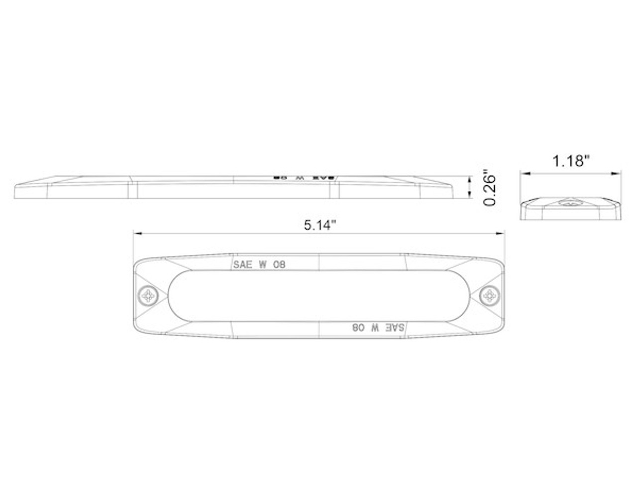 8892207 - Ultra Thin 5 Inch Clear/Red LED Strobe Light